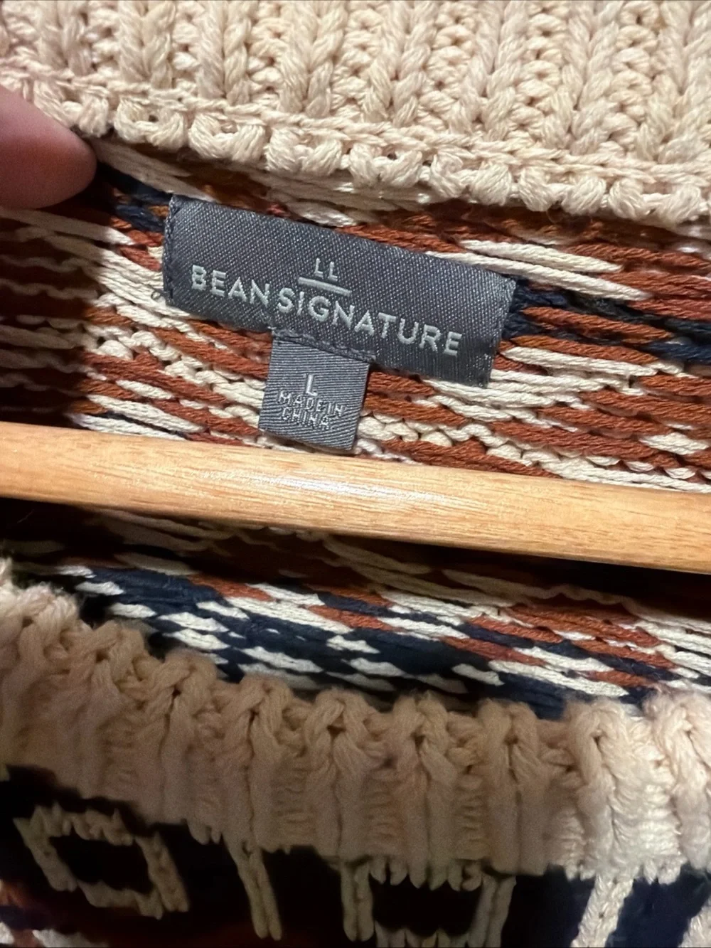 Cotton Fisherman Sweater by LL Bean Signature Fair Isles Cable Knit